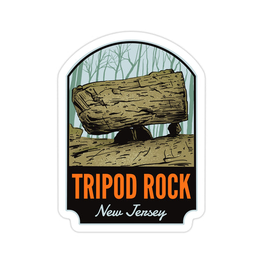 A sticker of Tripod Rock New Jersey