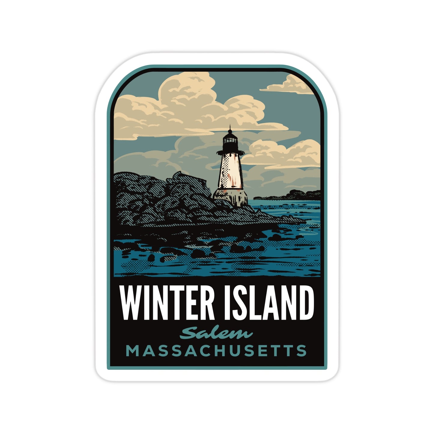 A sticker of Winter Island Massachusetts