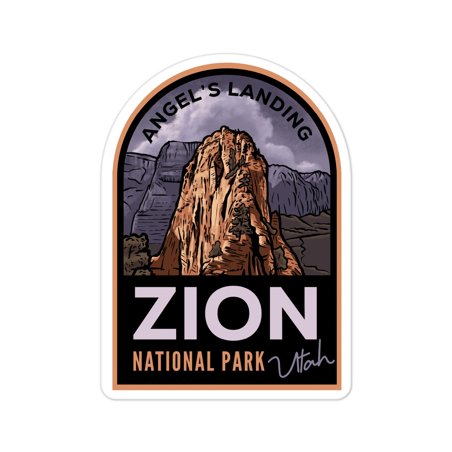 A sticker of Zion National Park