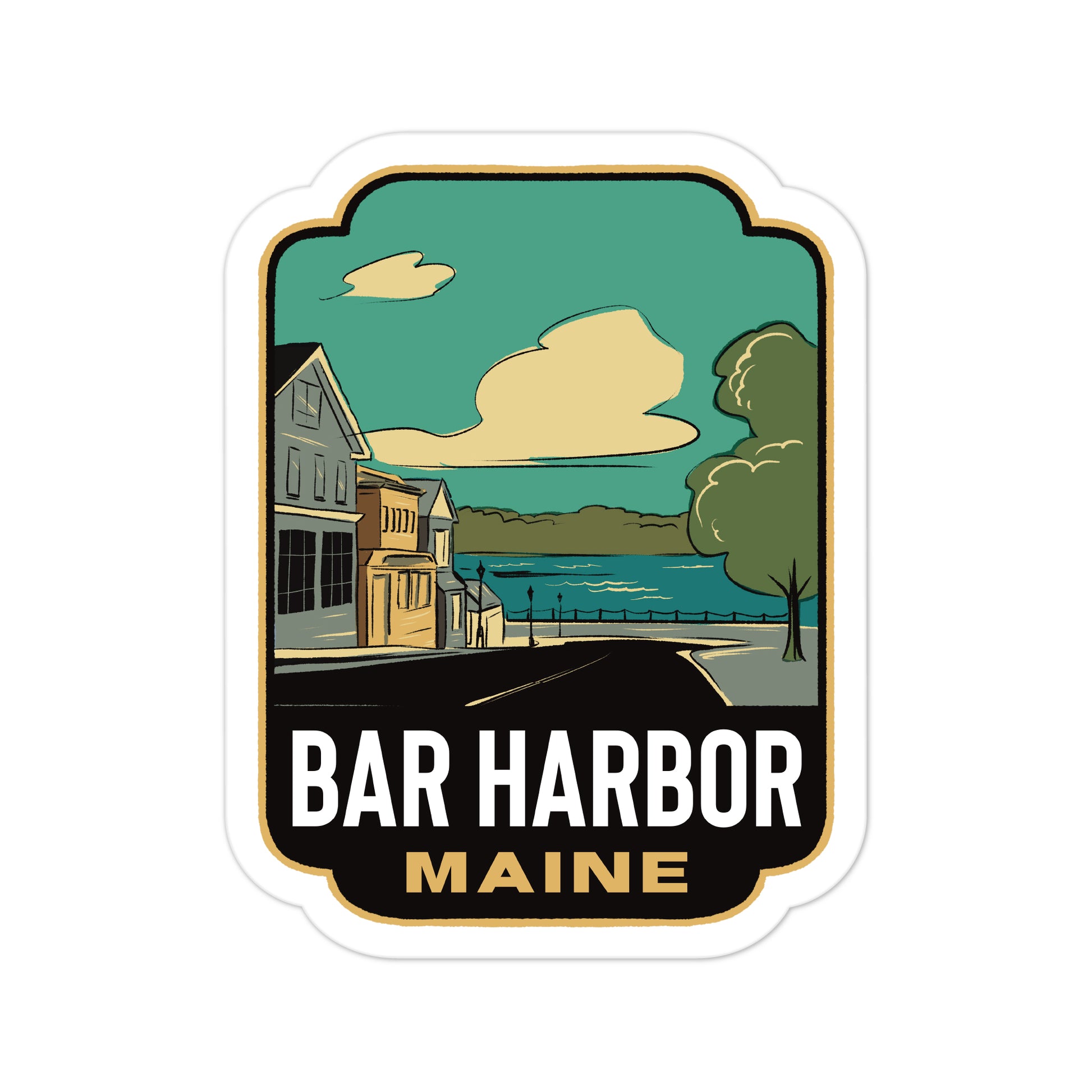 A sticker of Bar Harbor Maine