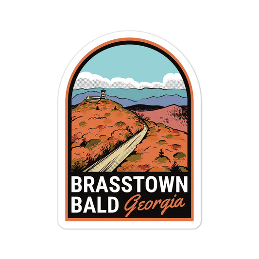A sticker of Brasstown Bald Georgia