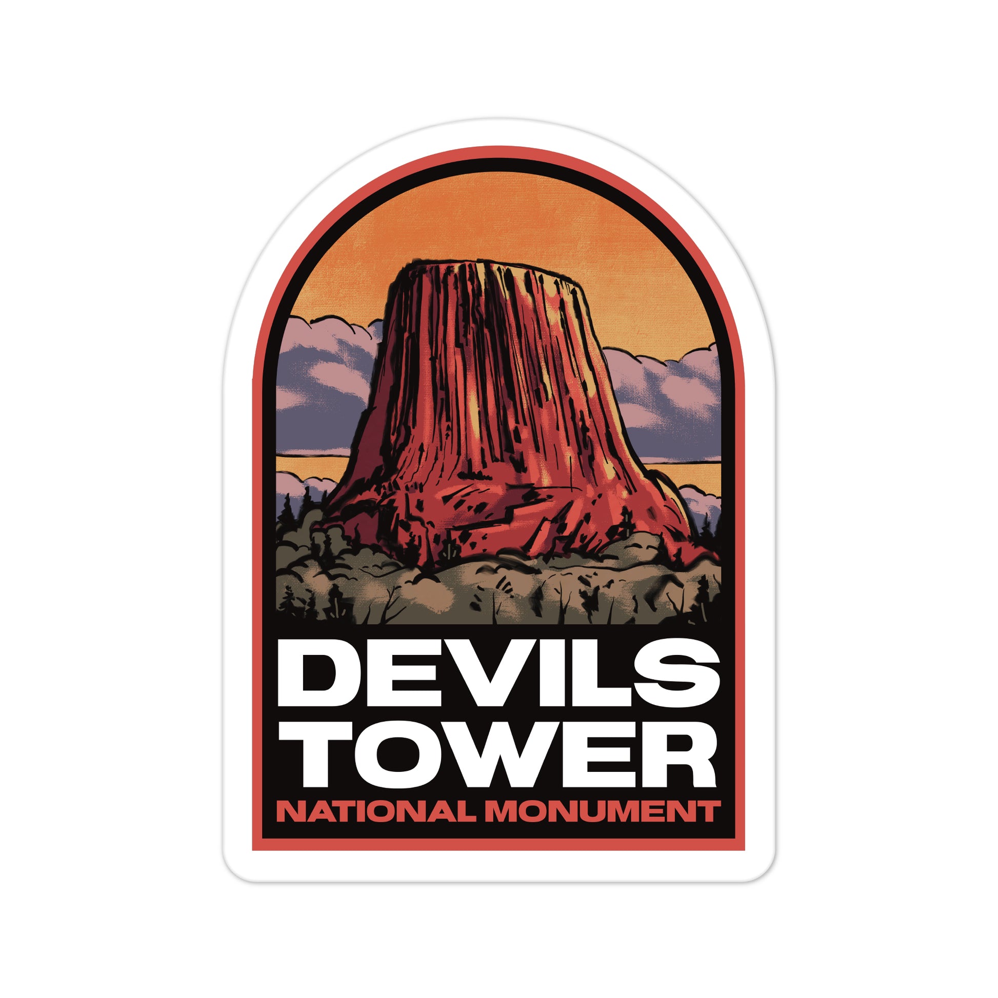 A sticker of Devils Tower National Monument