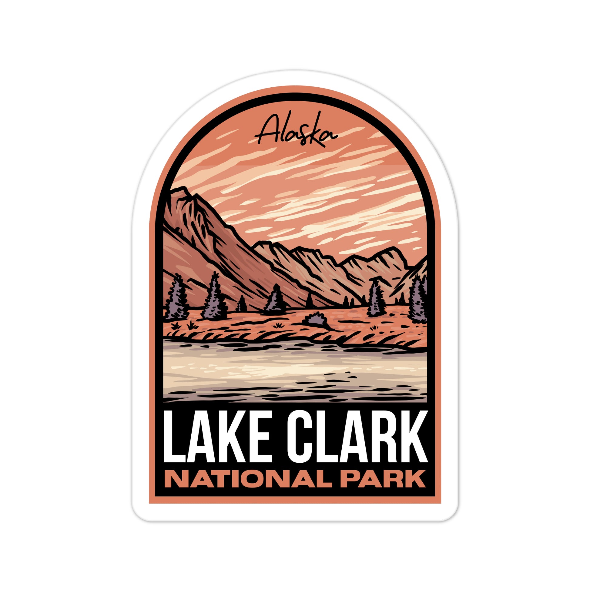 A sticker of Lake Clark National Park