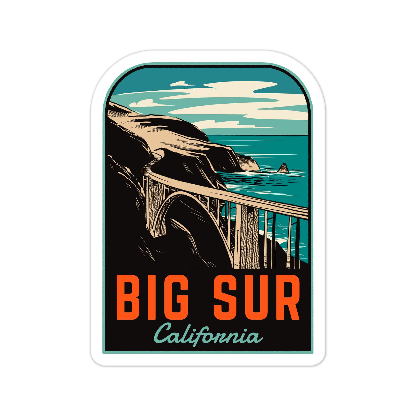 A sticker of Big Sur California