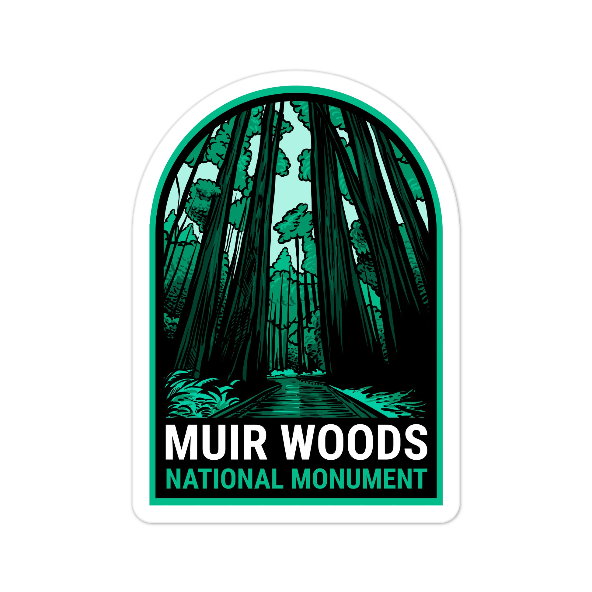 A sticker of Muir Woods National Monument