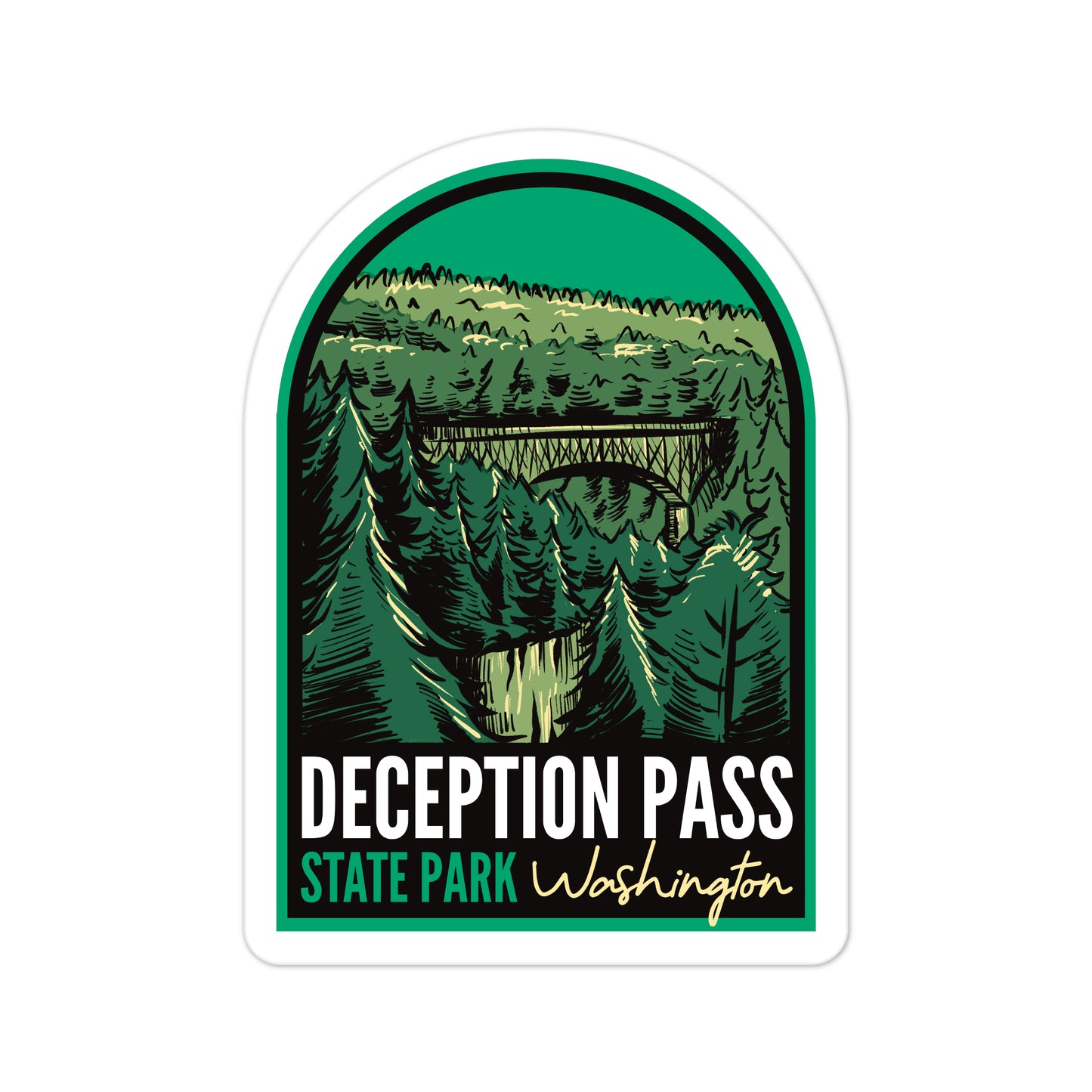 A sticker of Deception Pass State Park