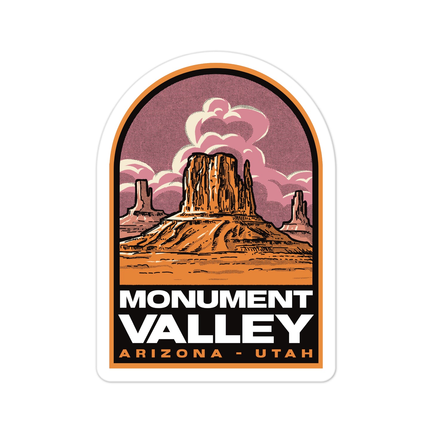 A sticker of Monument Valley