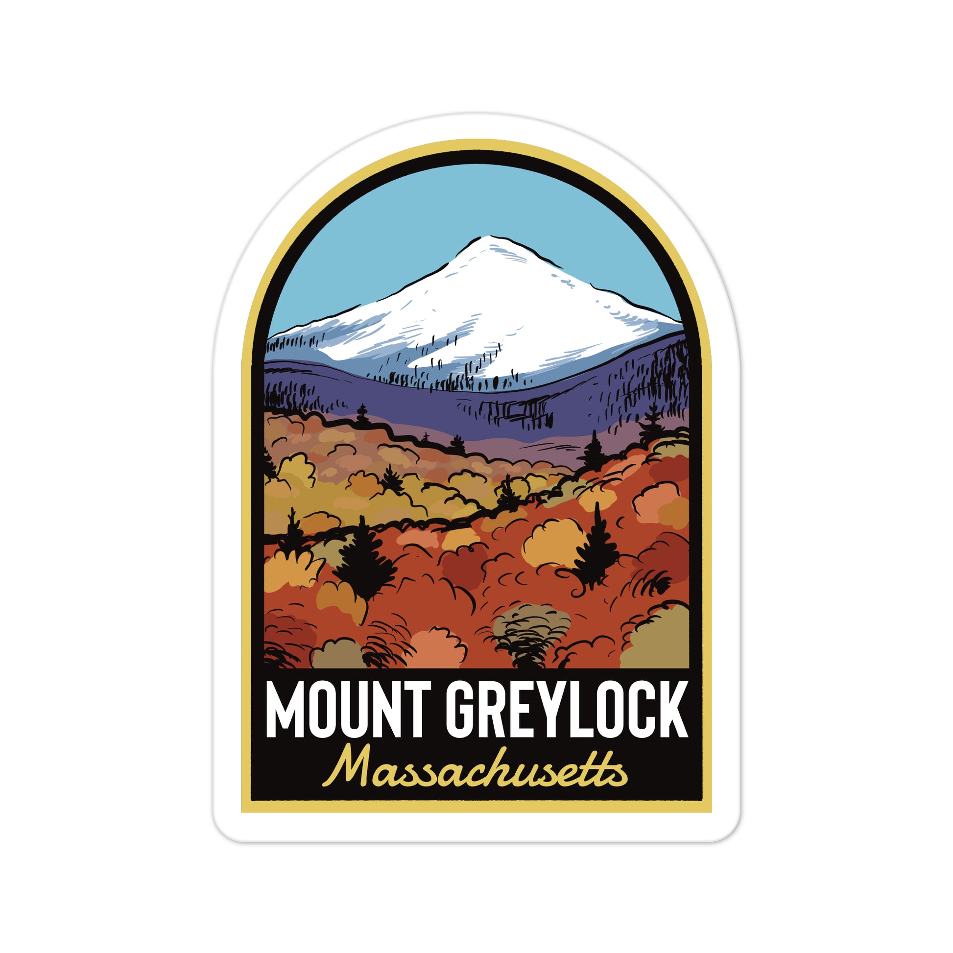 A sticker of Mount Greylock Massachusetts