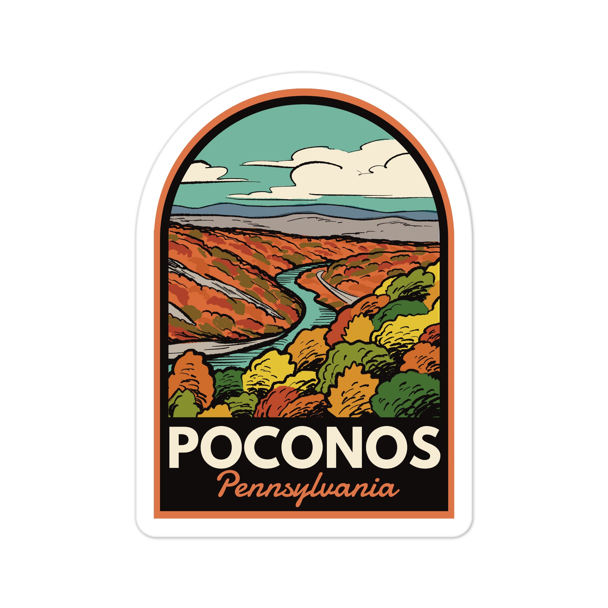 A sticker of Poconos Pennsylvania
