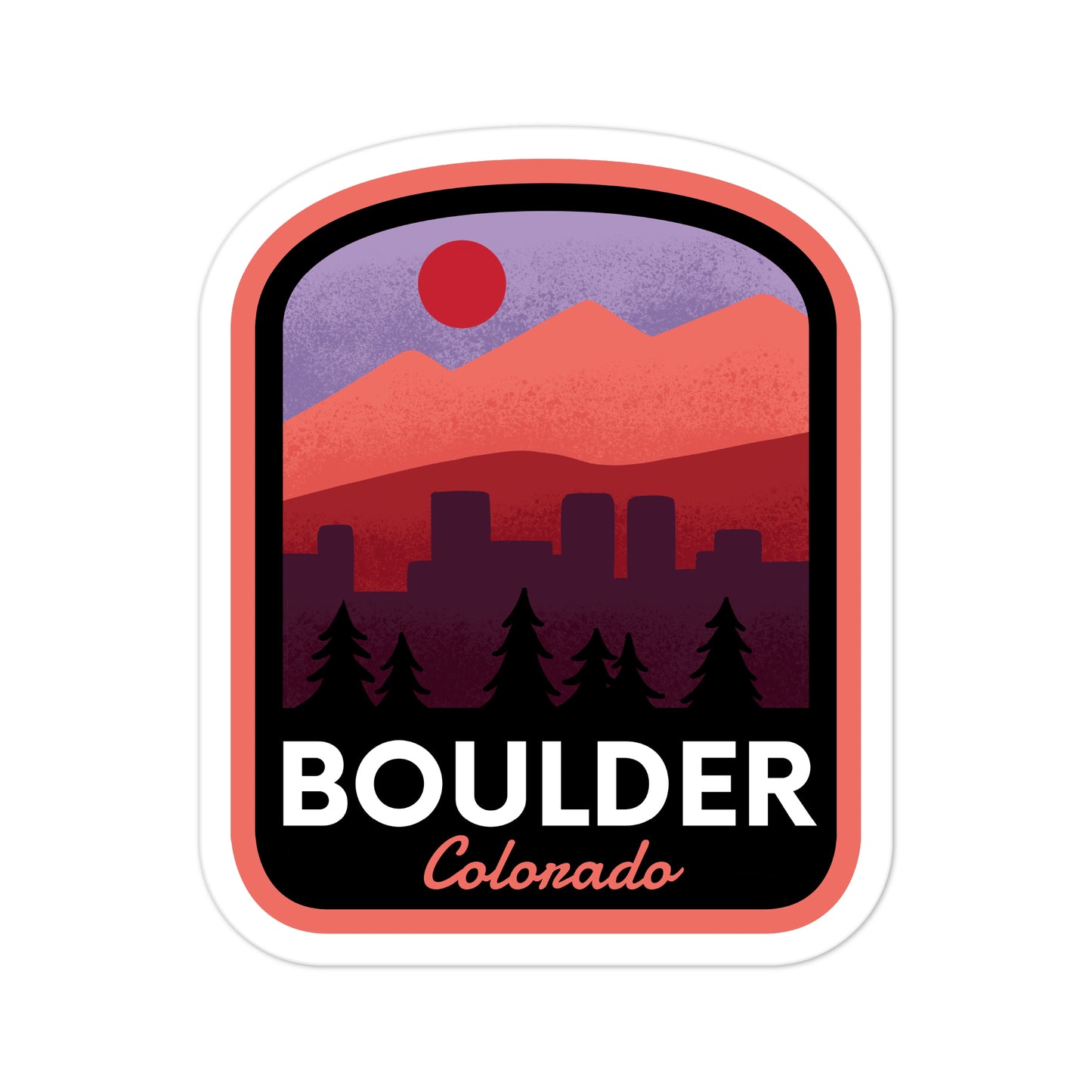 A sticker of Boulder Colorado