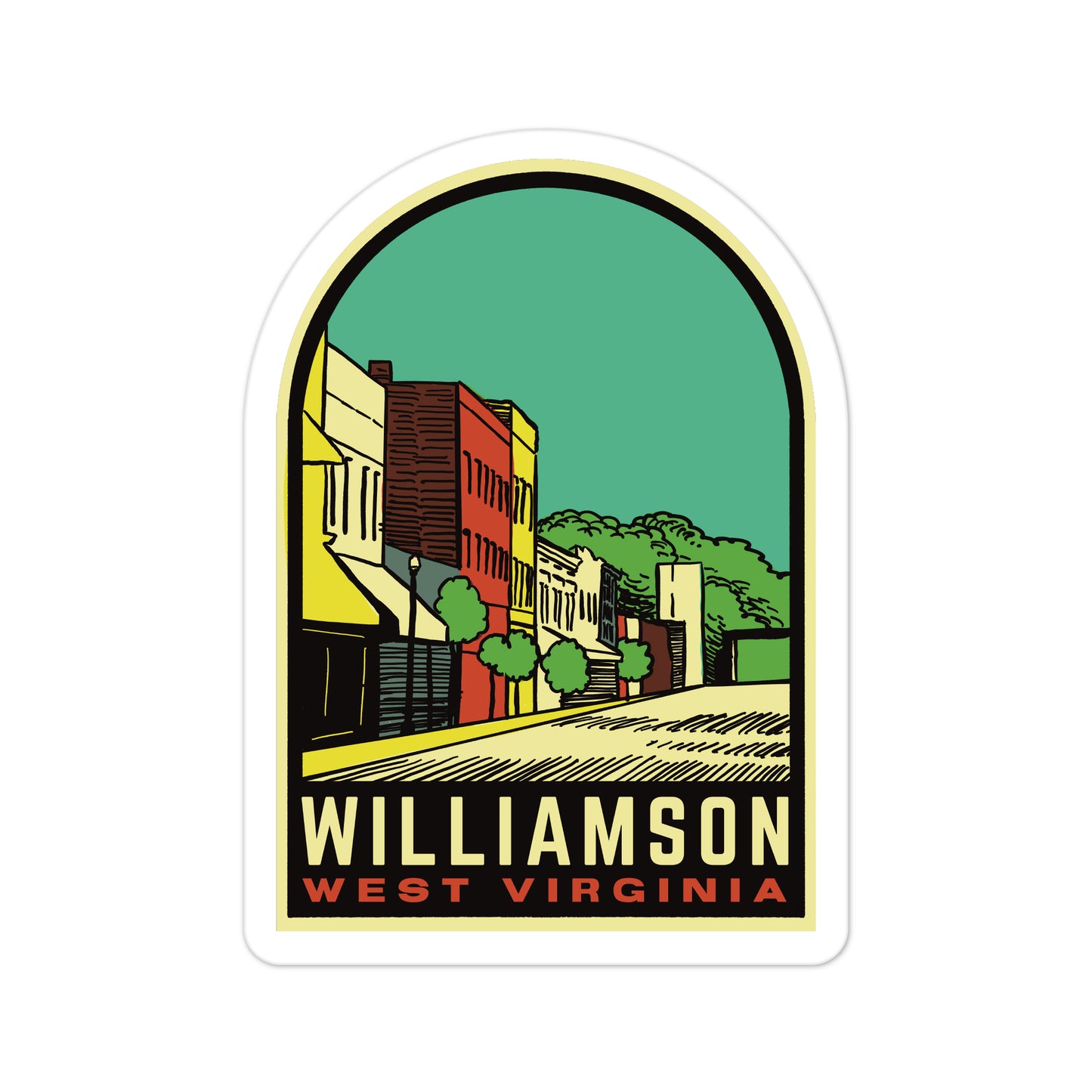 A sticker of Williamson West Virginia