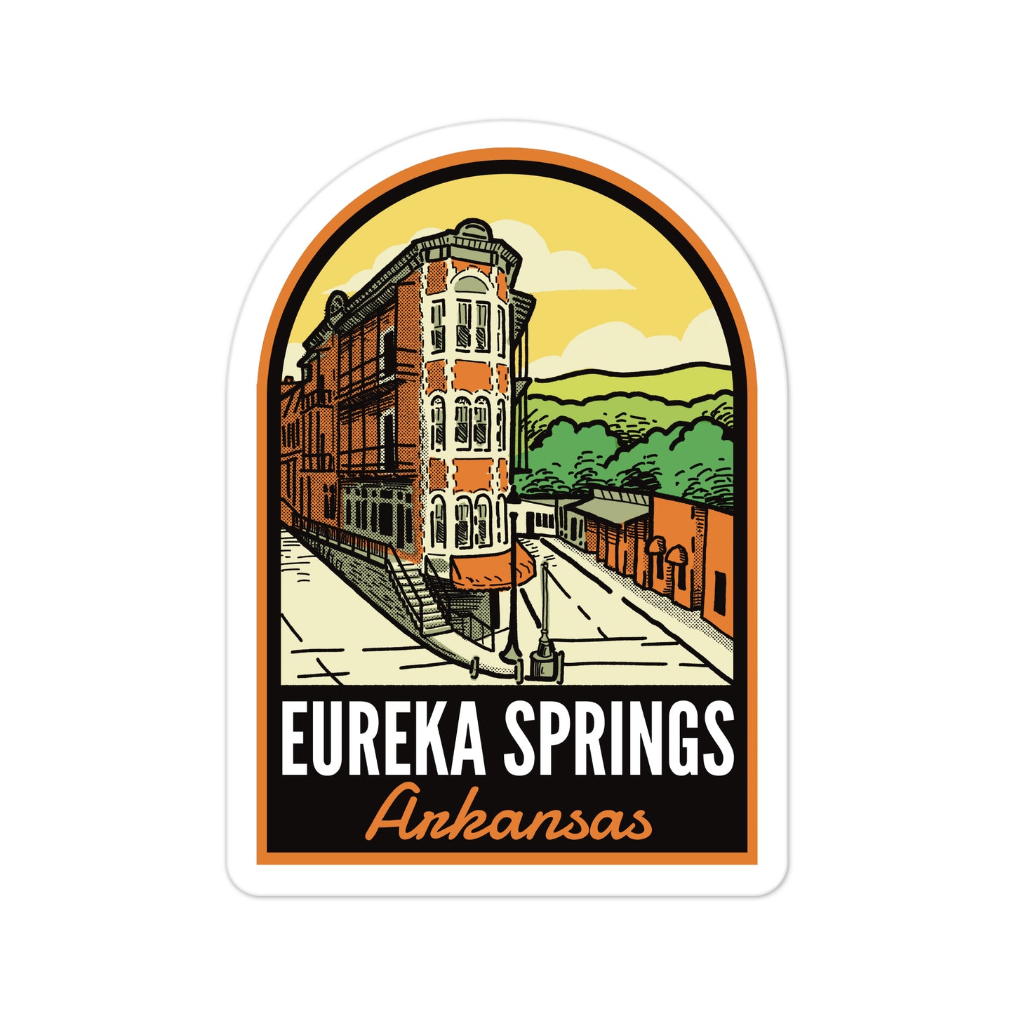 A sticker of Eureka Springs Arkansas
