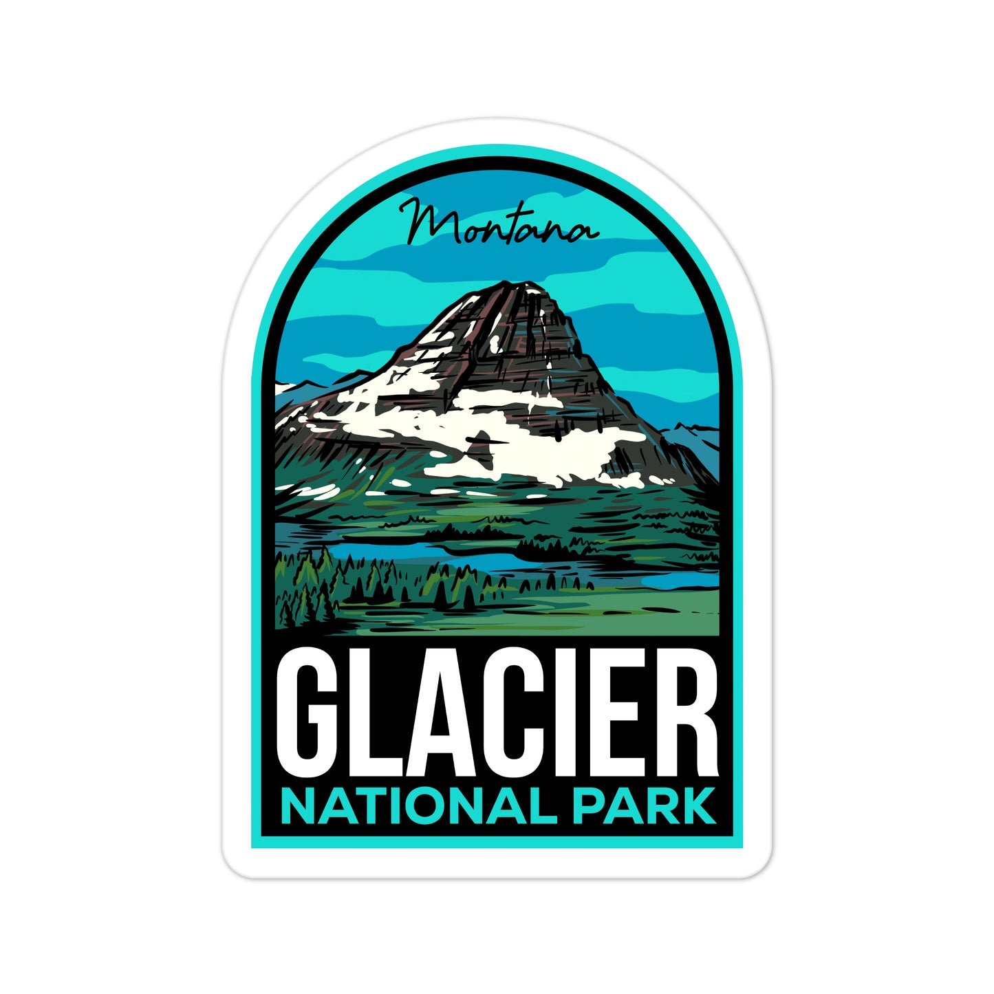 A sticker of Glacier National Park