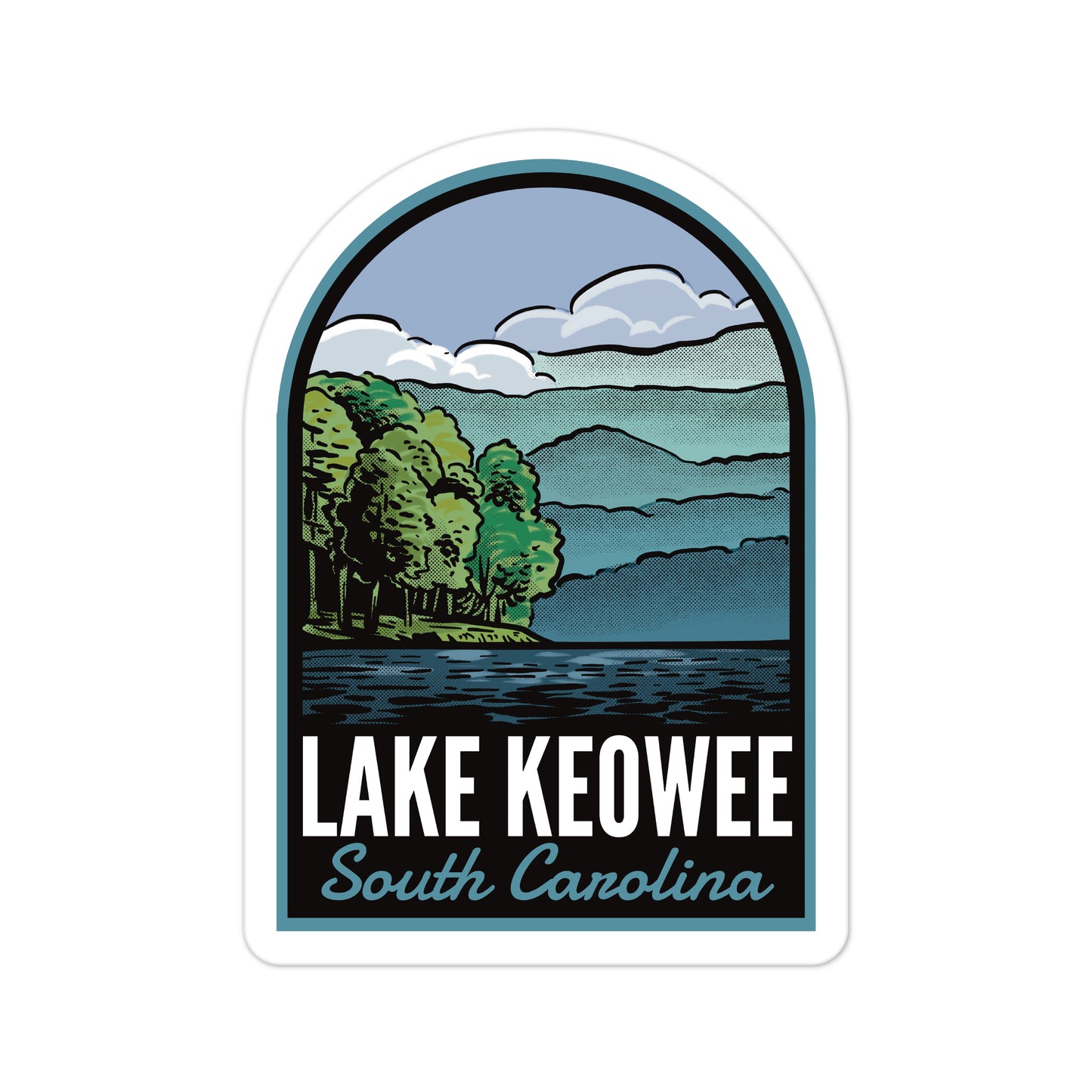 A sticker of Lake Keowee South Carolina