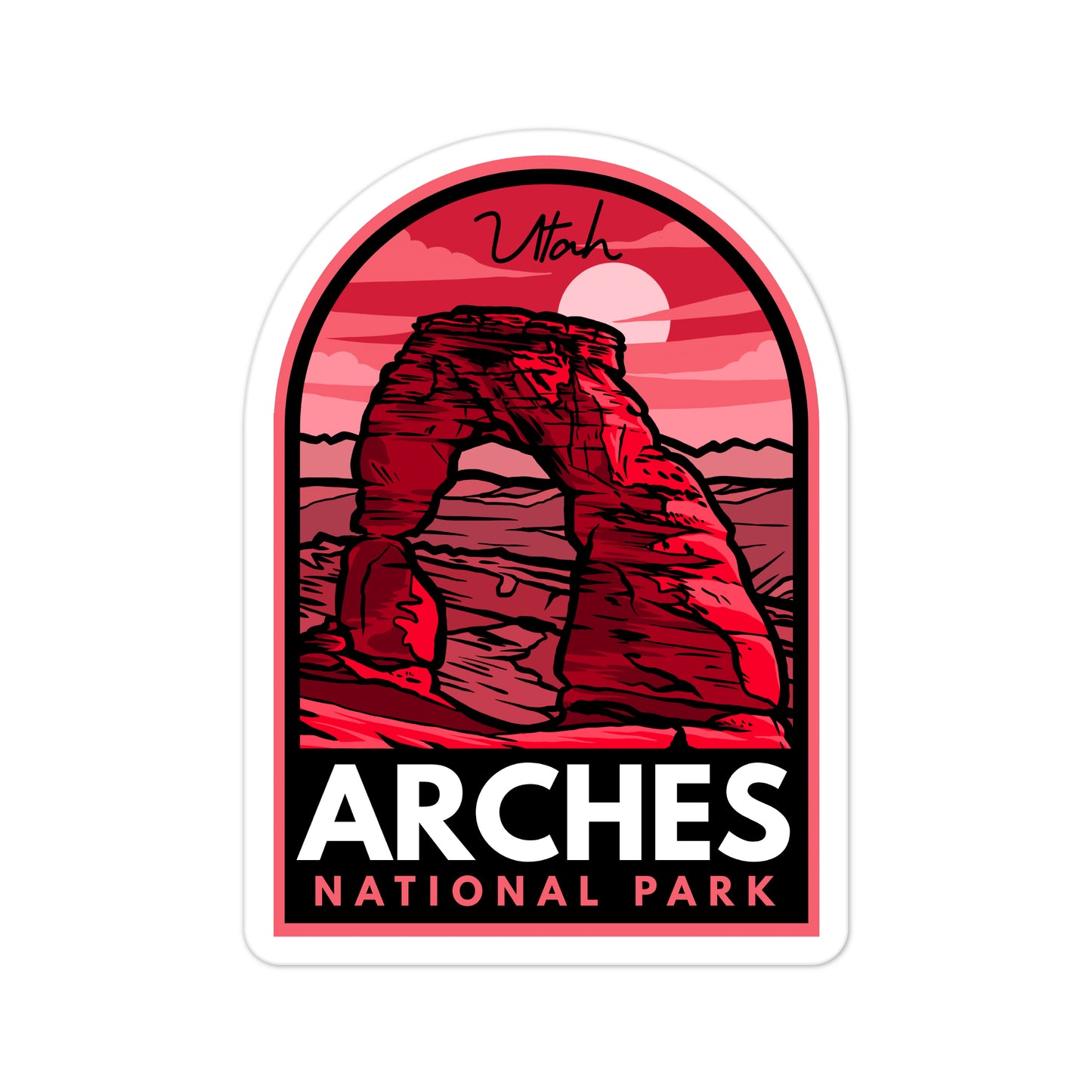 A sticker of Arches National Park 