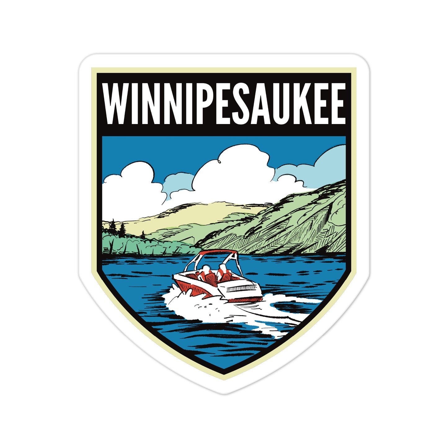 A sticker of Lake Winnipesaukee