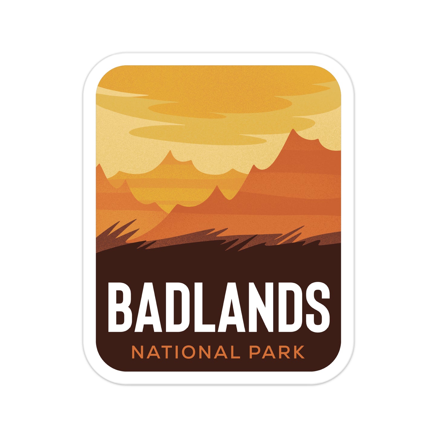 A sticker of Badlands National Park