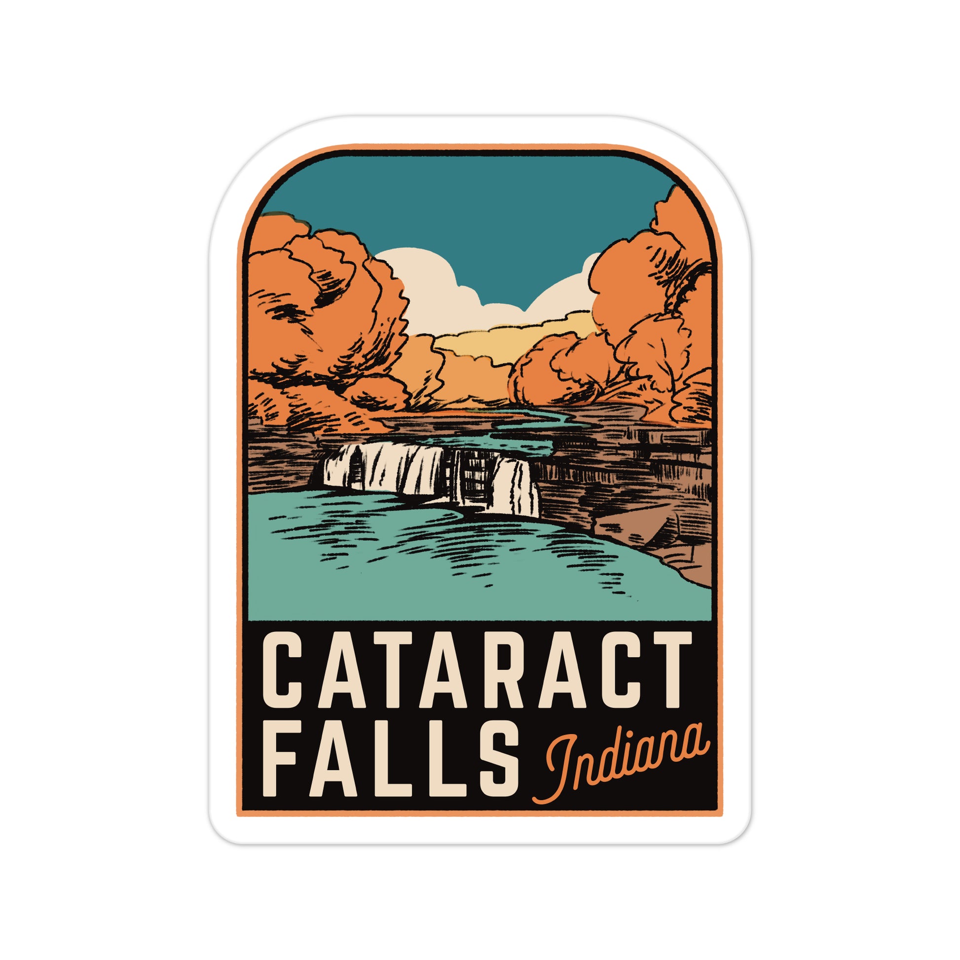 A sticker of Cataract Falls Indiana