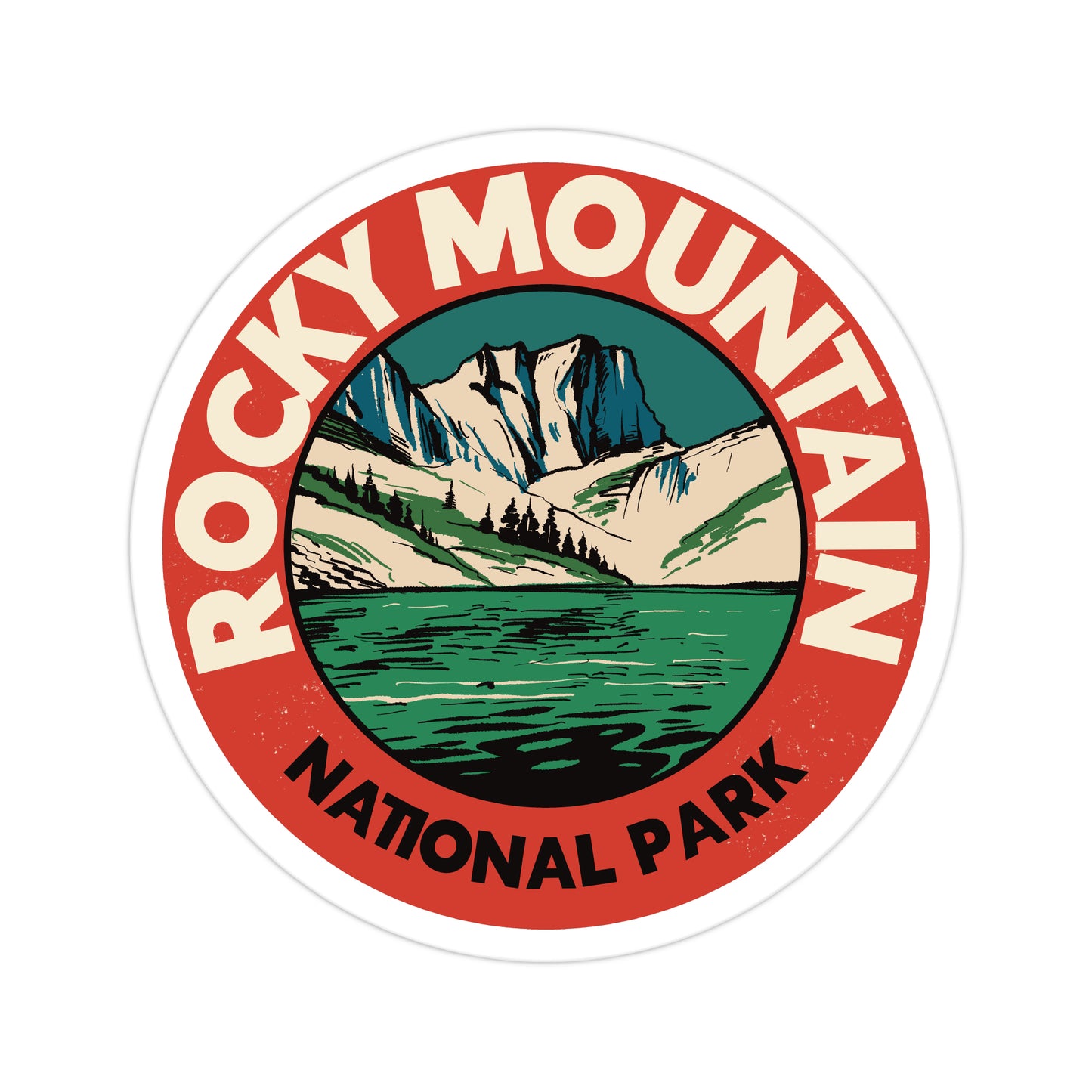A sticker of Rocky Mountain National Park