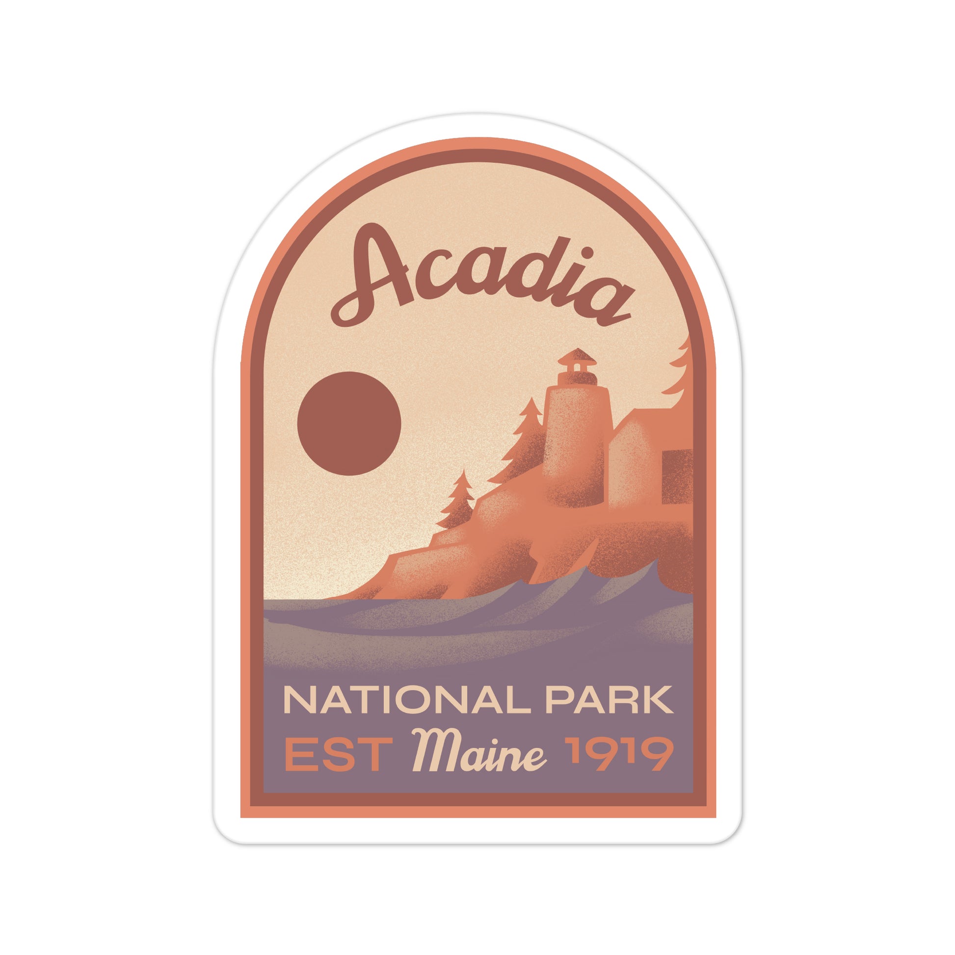 A sticker of Acadia National Park