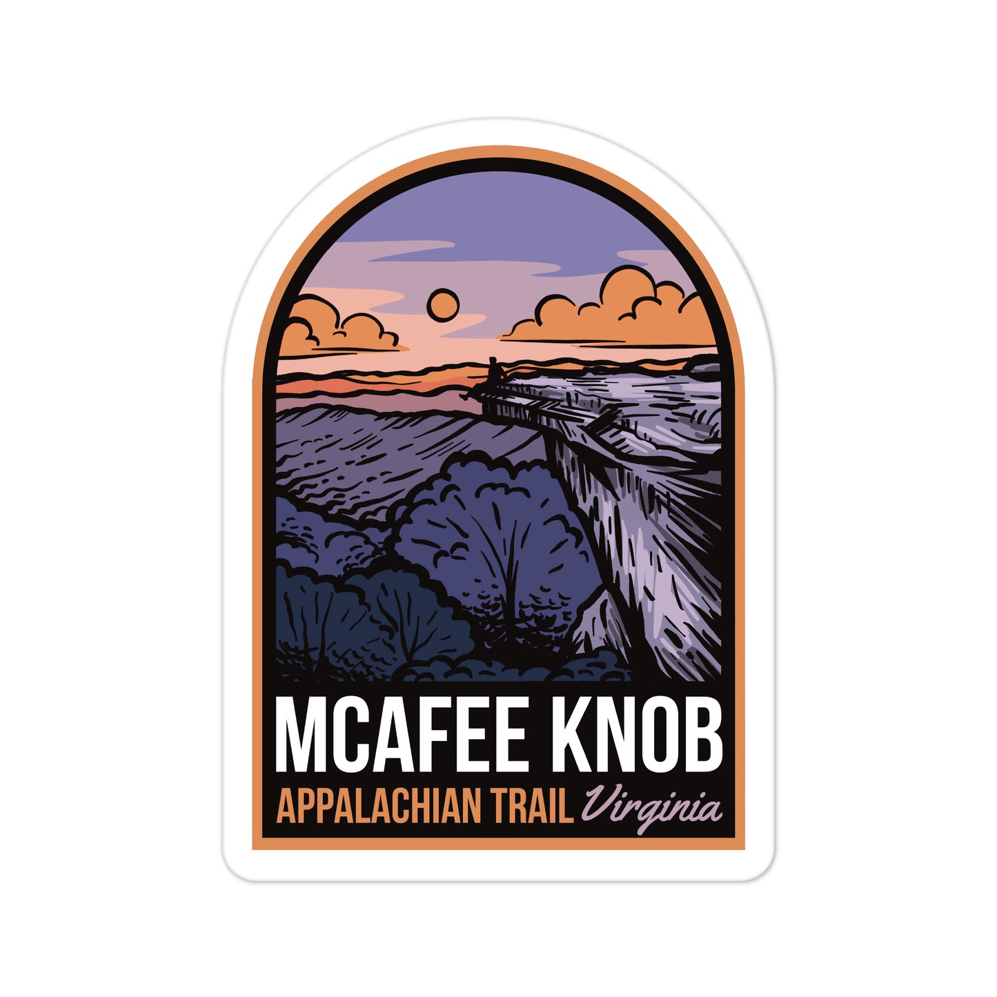 A sticker of McAfee Knob Virginia