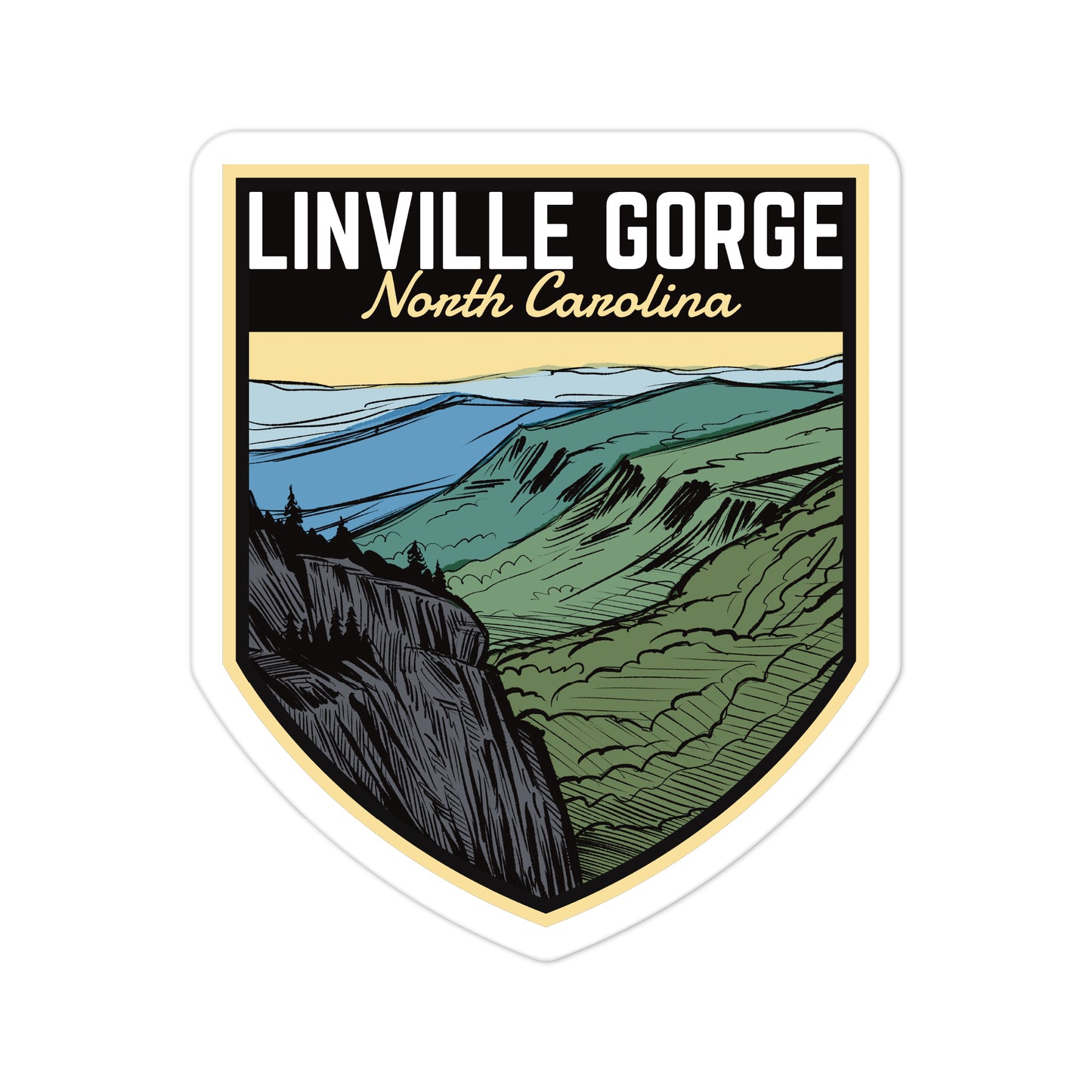 A sticker of Linville Gorge North Carolina