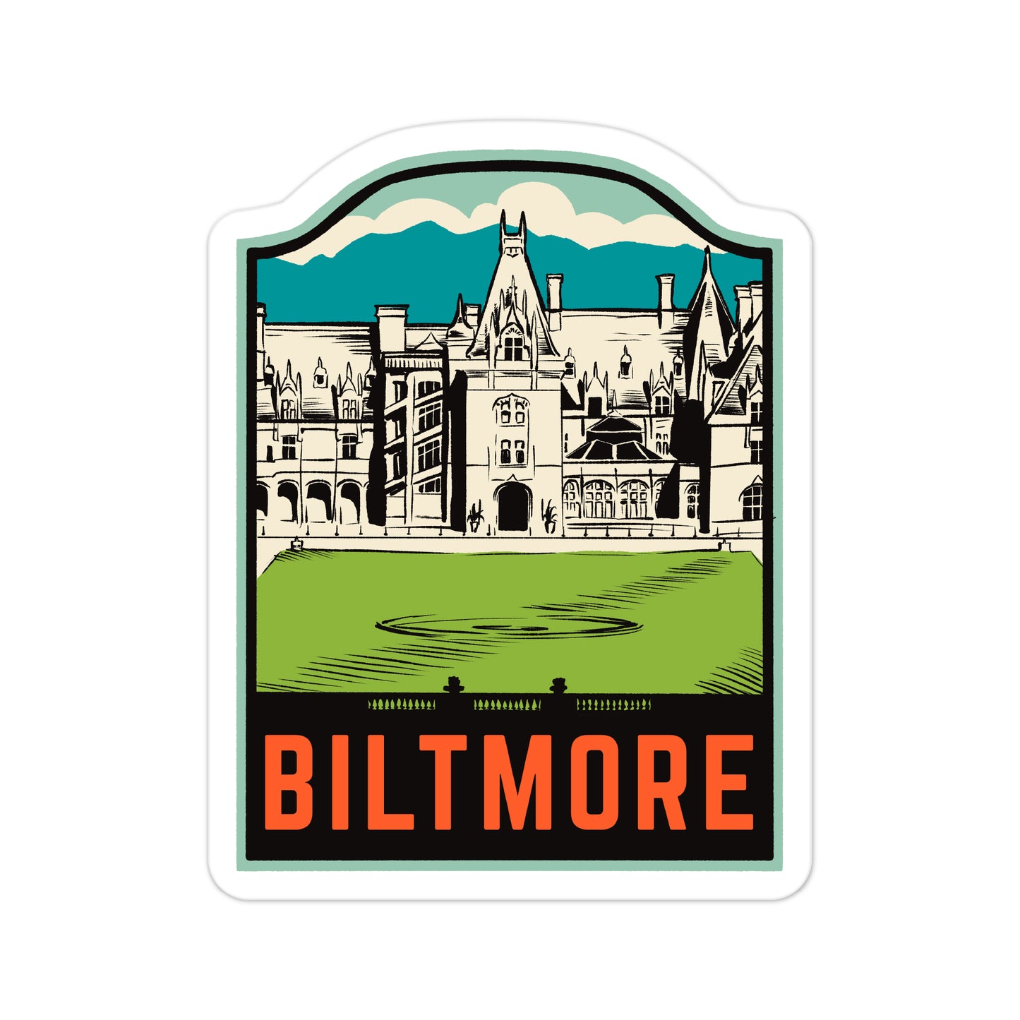 A sticker of Biltmore North Carolina