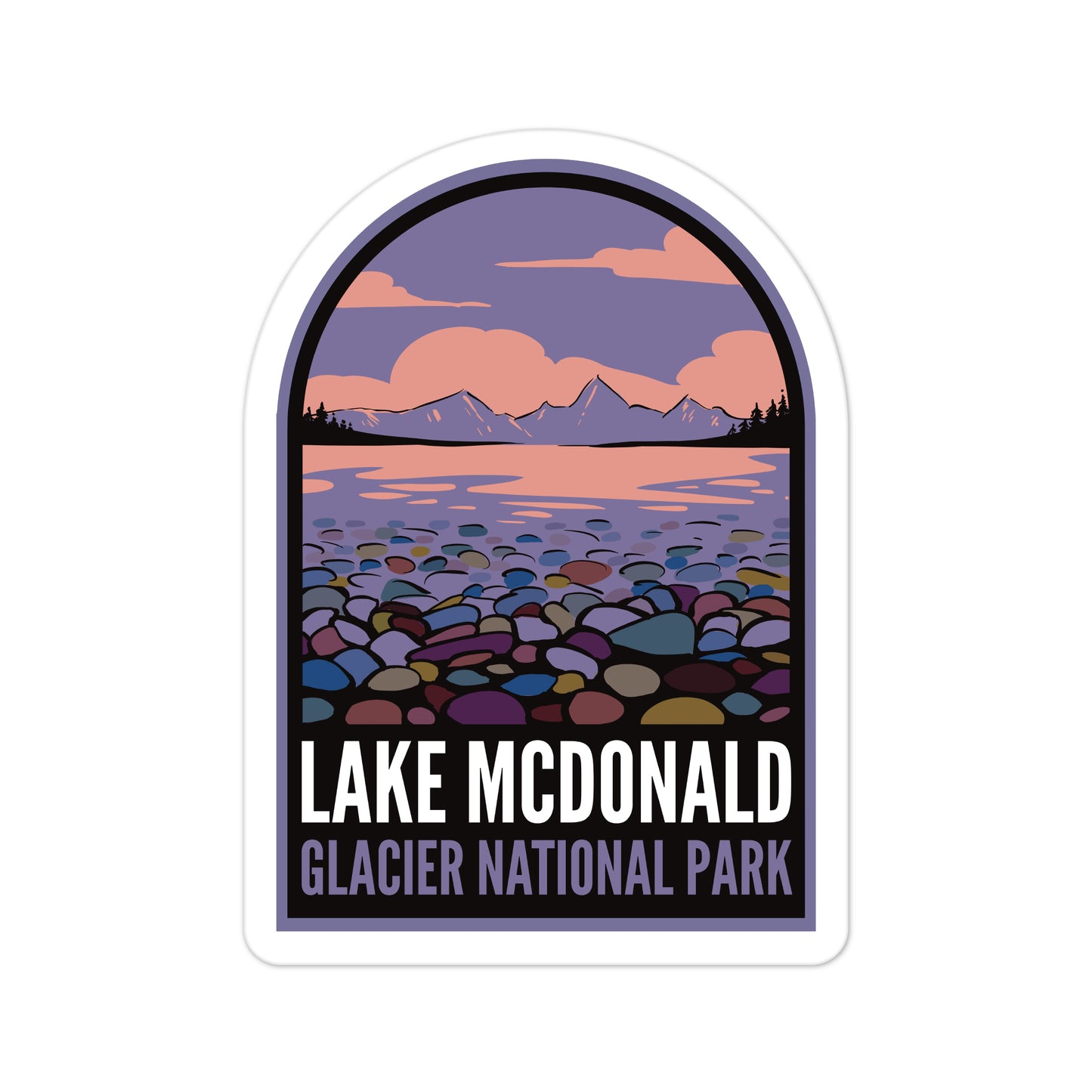 A sticker of Lake McDonald Montana