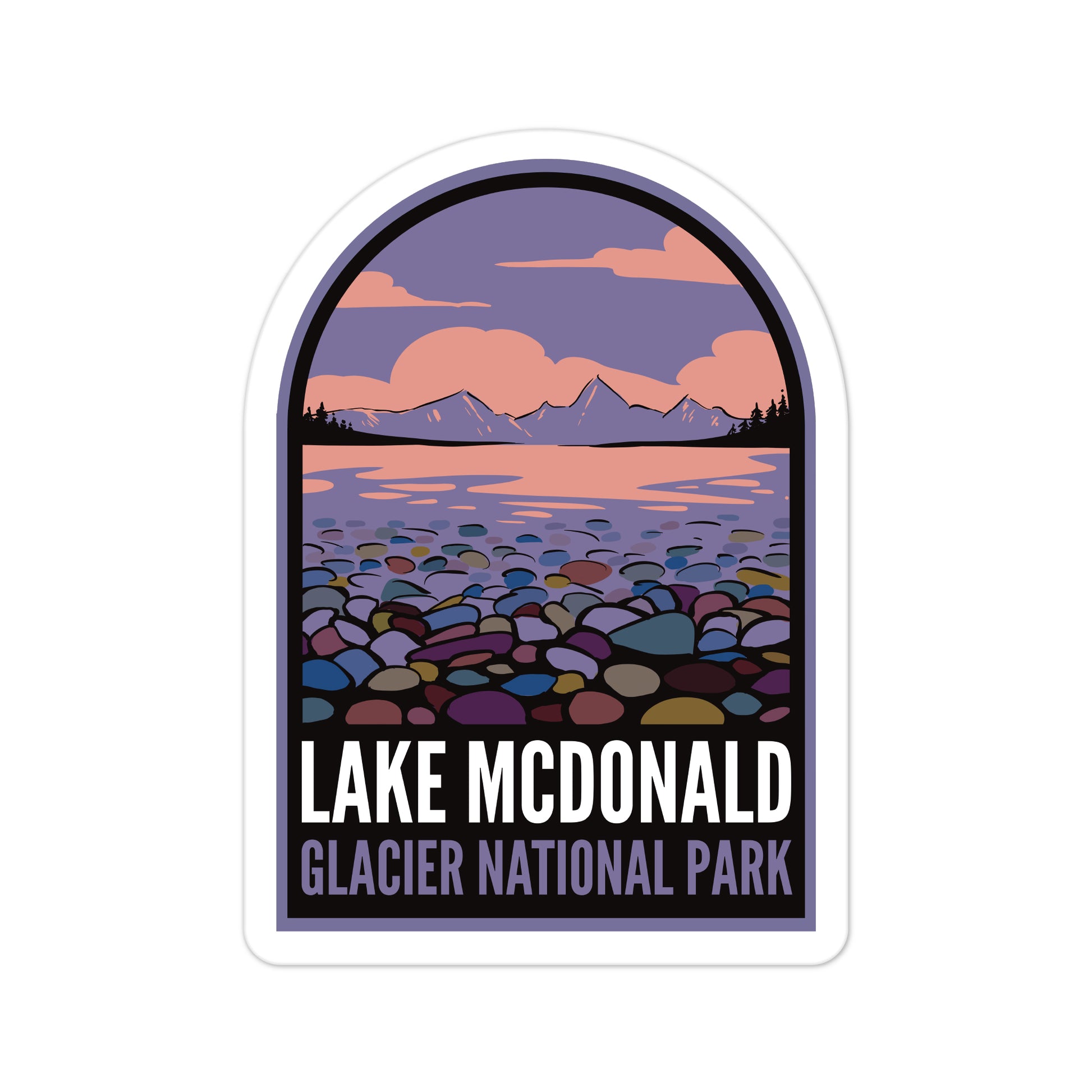 A sticker of Lake McDonald Montana