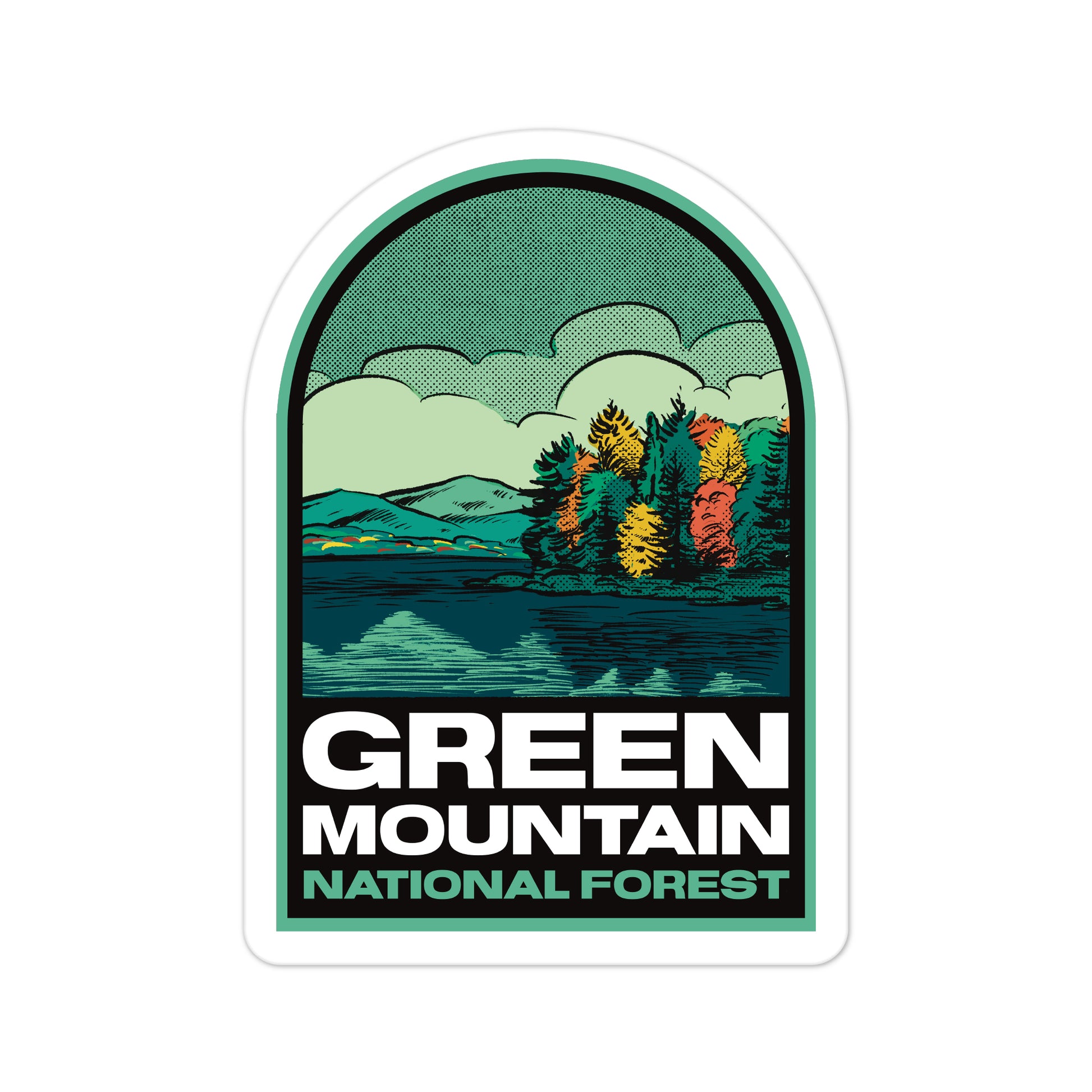 A sticker of Green Mountain National Forest