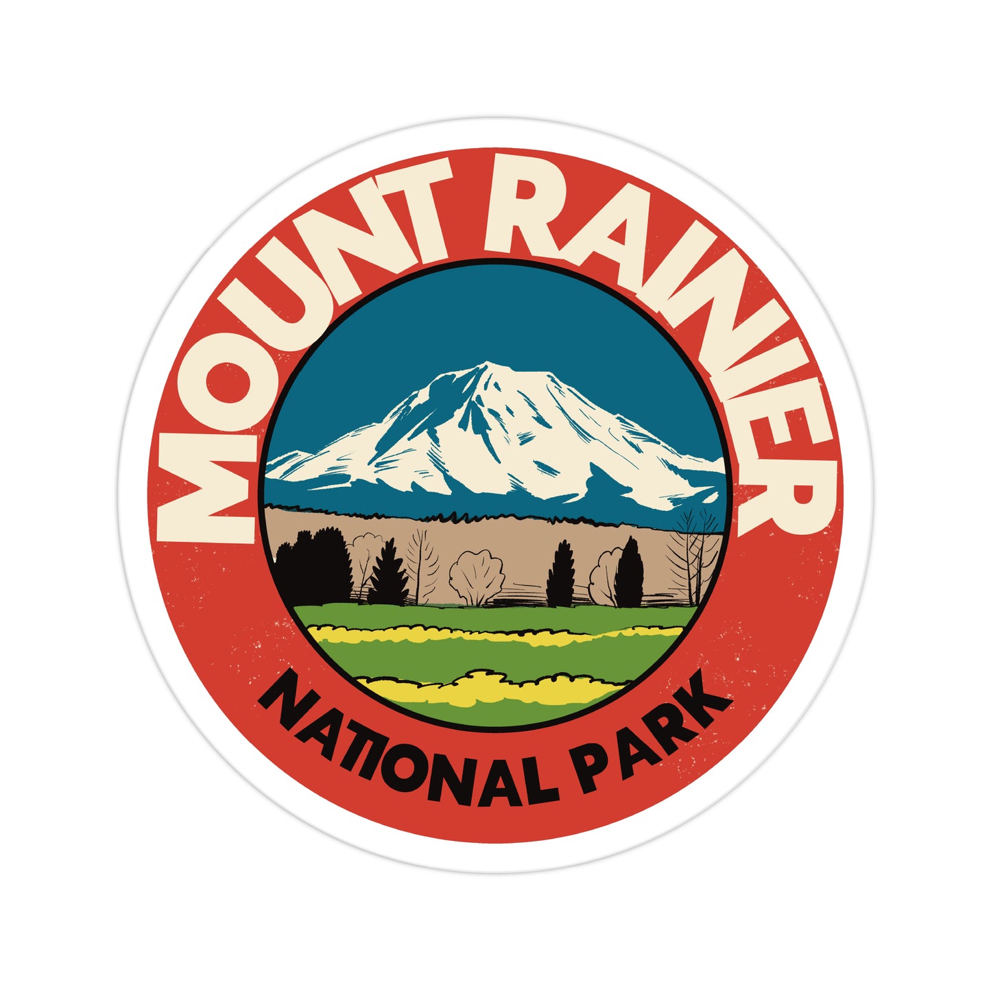 A sticker of Mount Rainier National Park