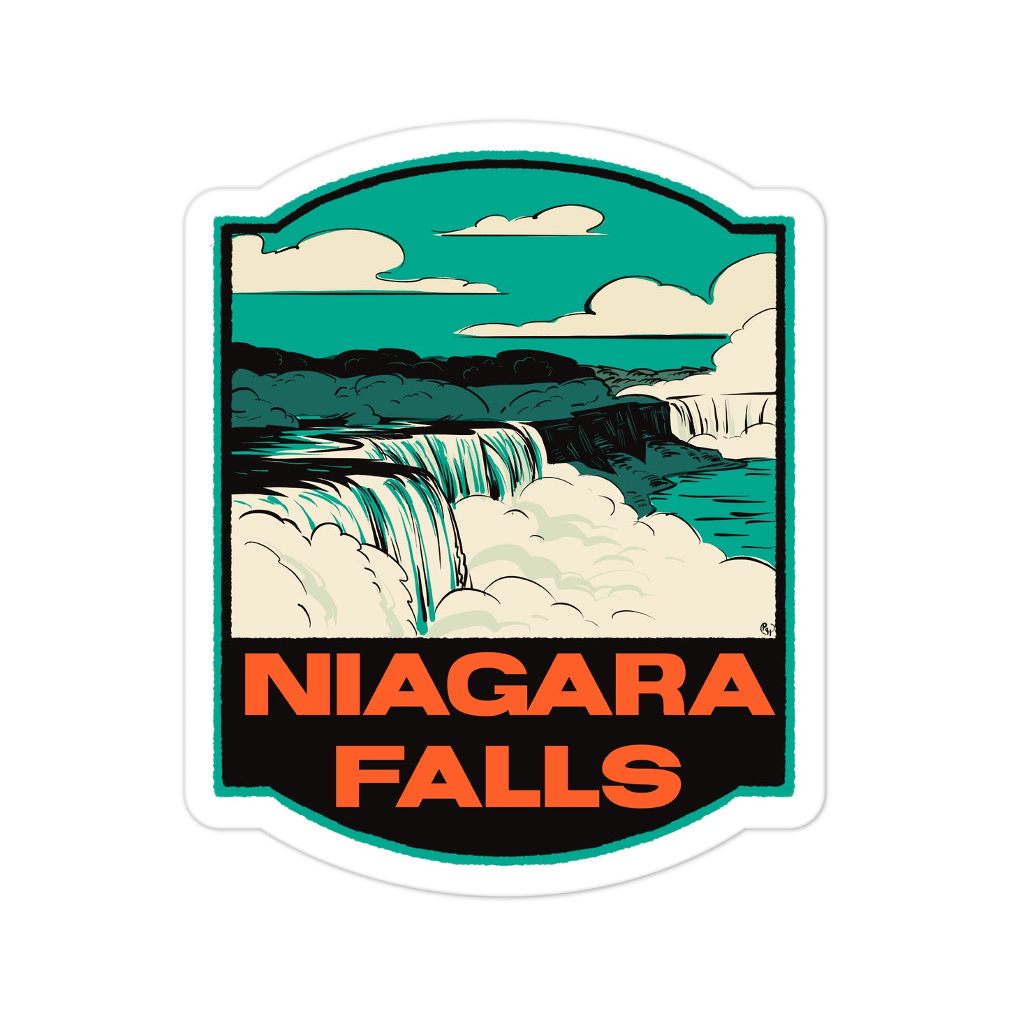 A sticker of Niagara Falls New York
