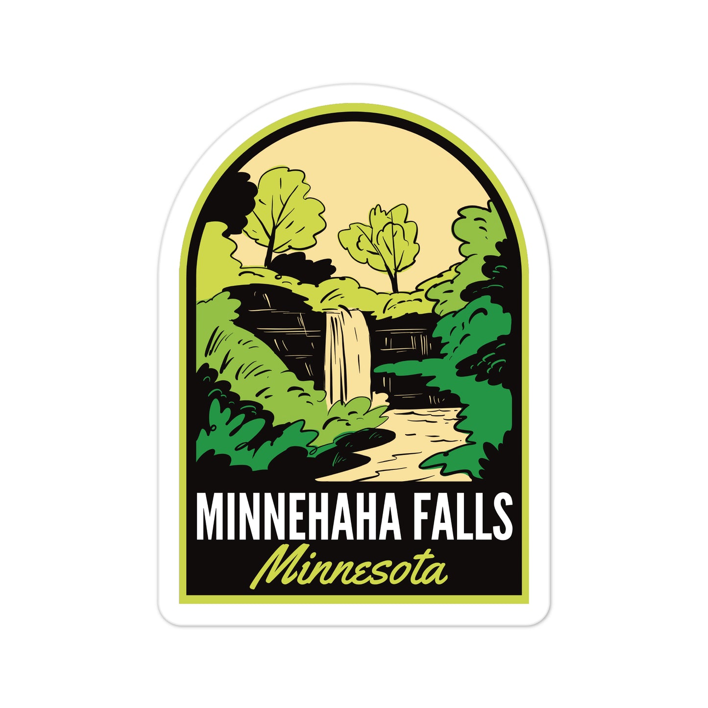 A sticker of Minnehaha Falls