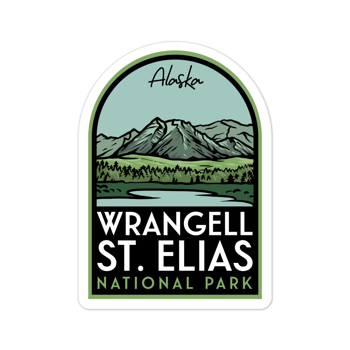 A sticker of Wrangell St Elias National Park