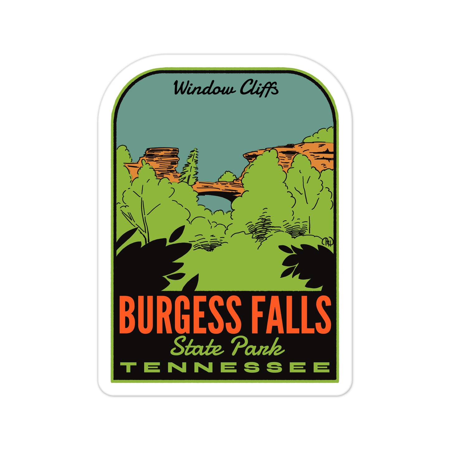 A sticker of Burgess Falls State Park
