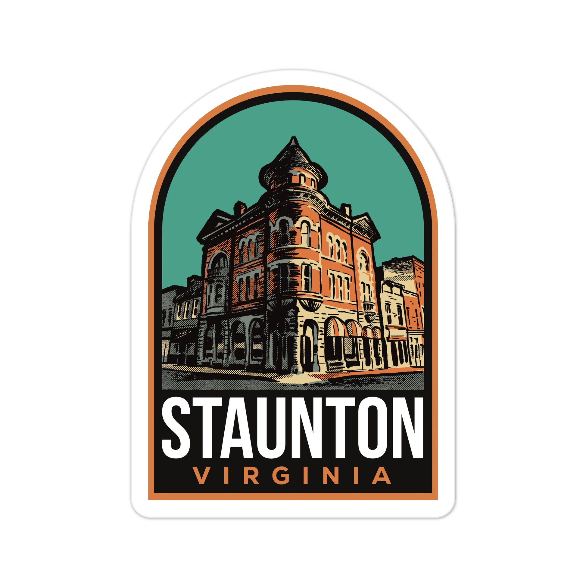 A sticker of Staunton Virginia