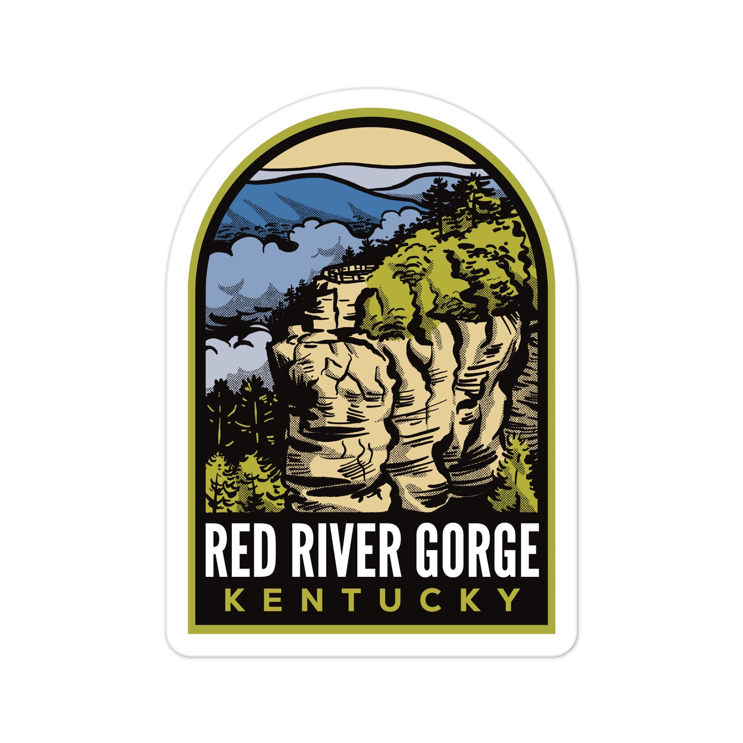 A sticker of Red River Gorge Kentucky