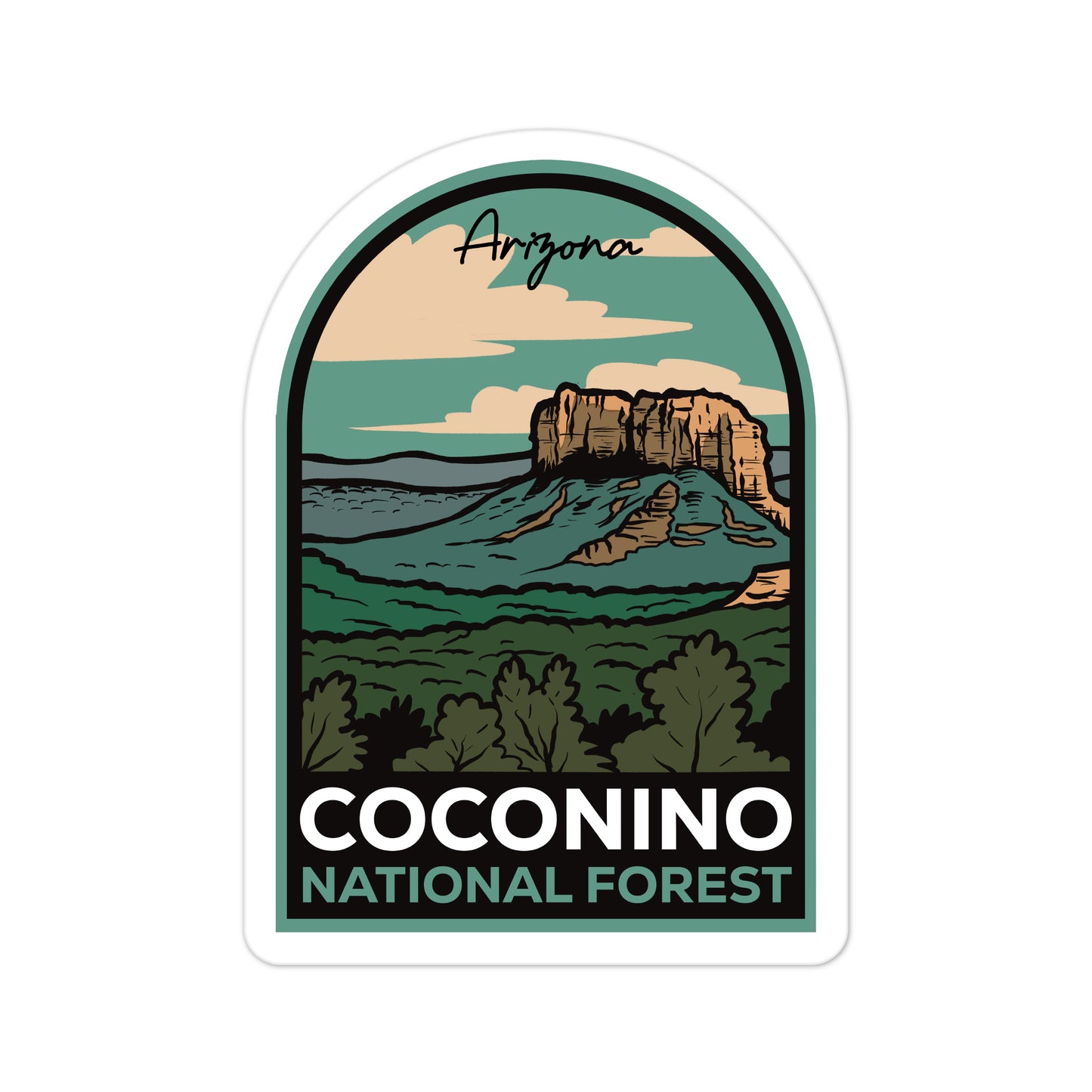A sticker of Coconino National Forest