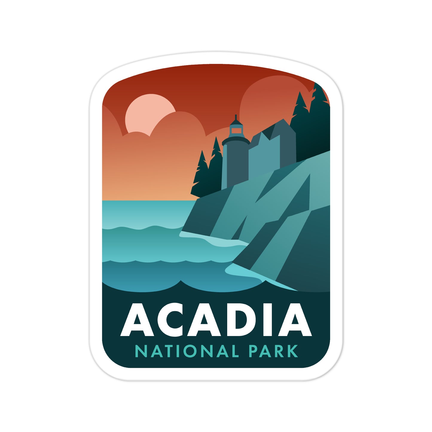 A sticker of Acadia National Park