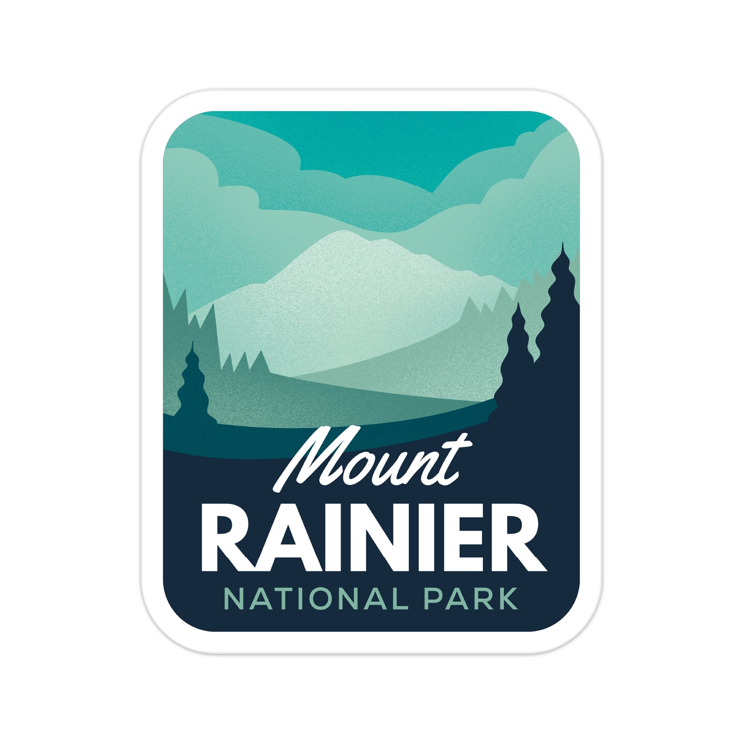 A sticker of Mount Rainier National Park