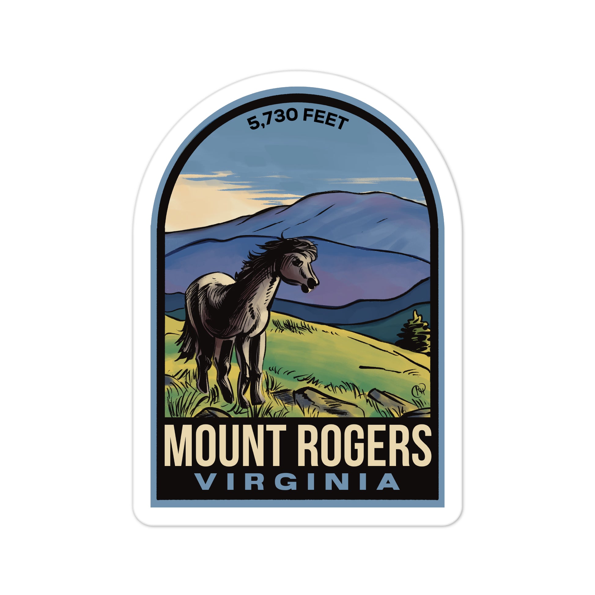 A sticker of Mount Rogers Virginia