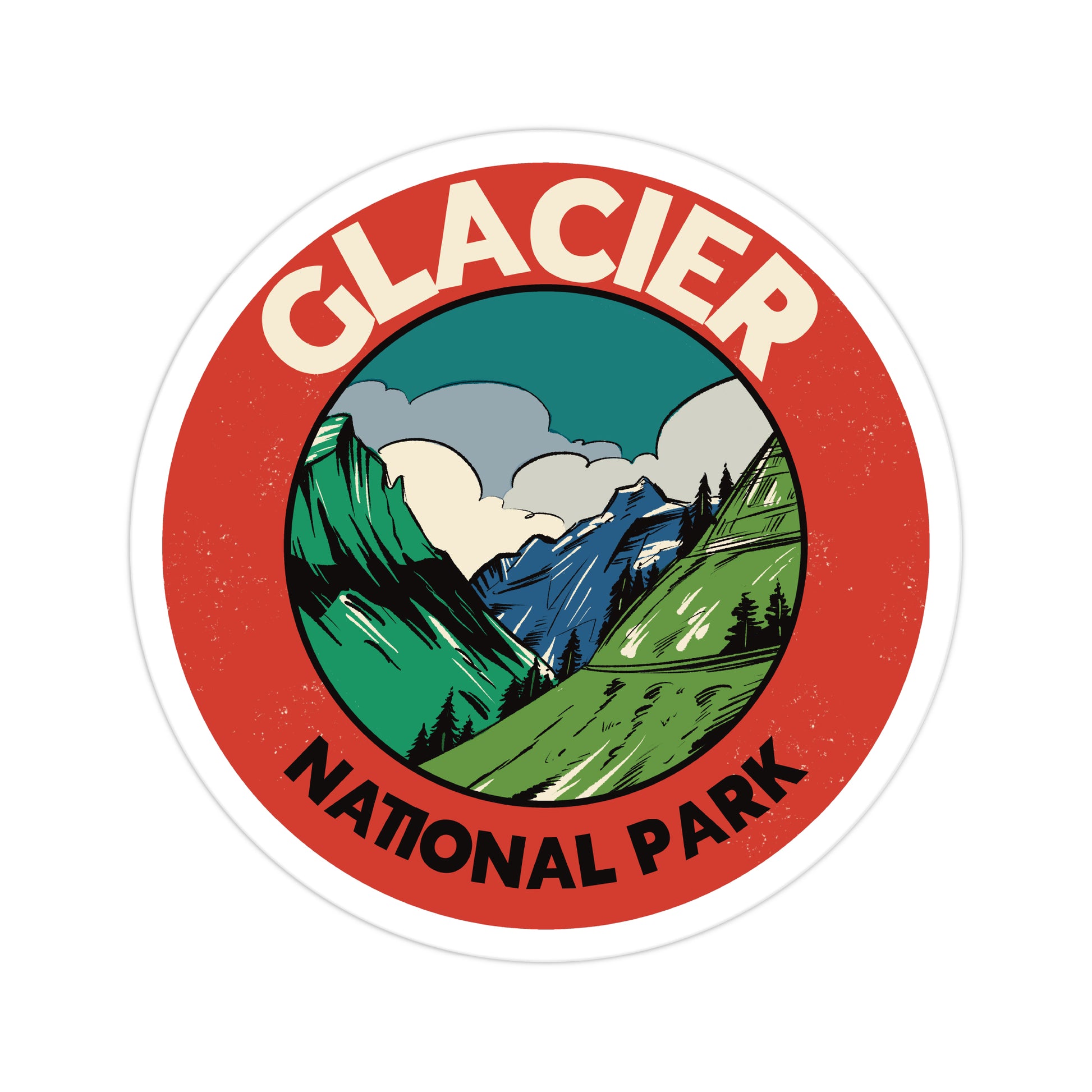 A sticker of Glacier National Park