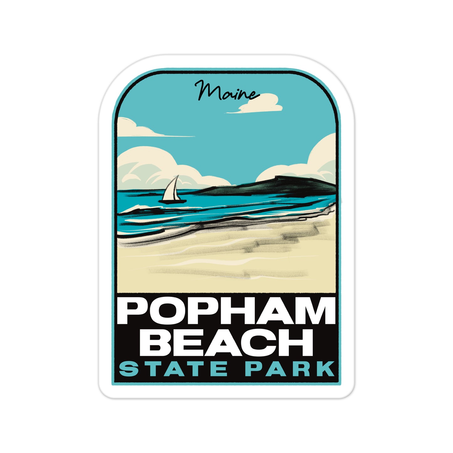 A sticker of Popham Beach State Park