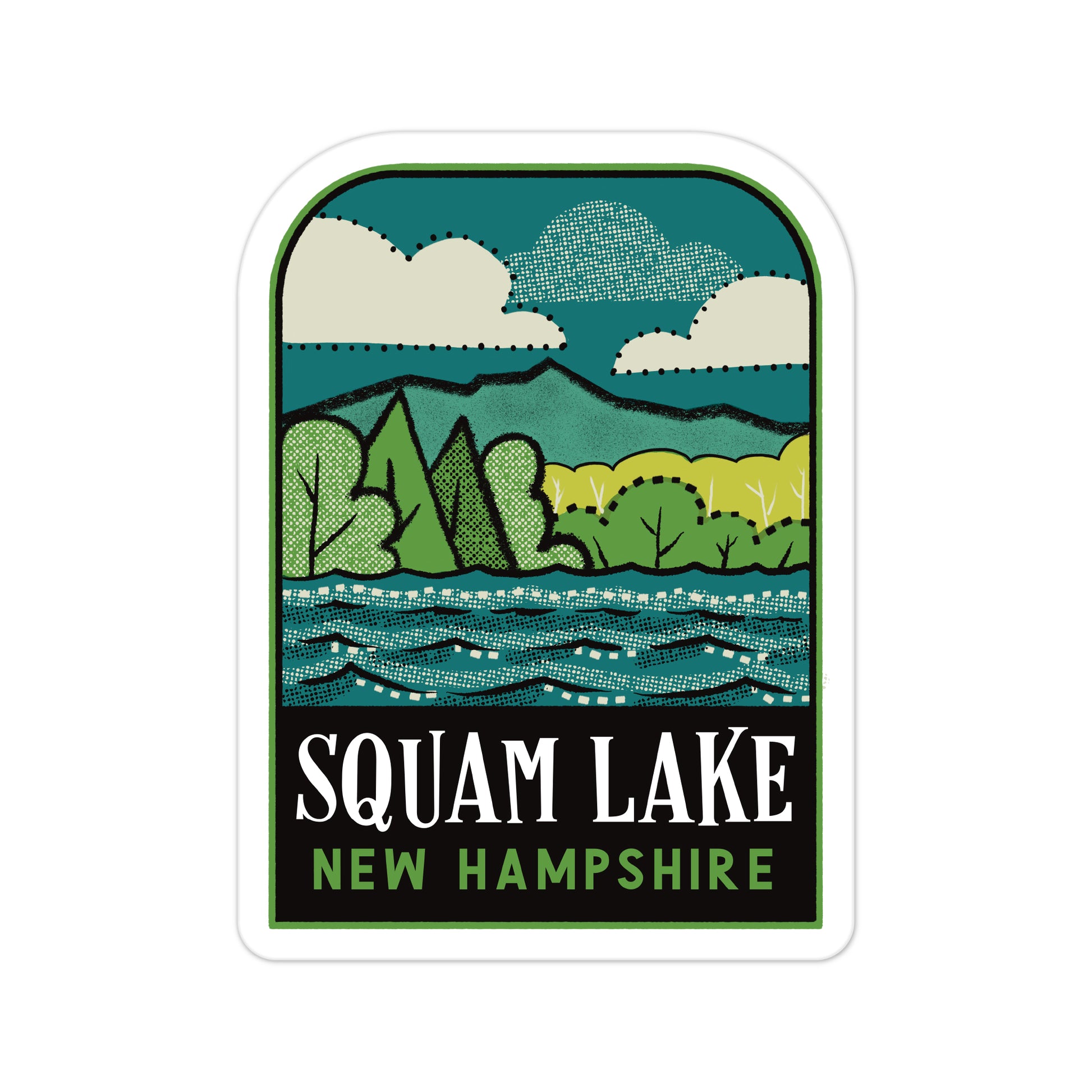 A sticker of Squam Lake New Hampshire