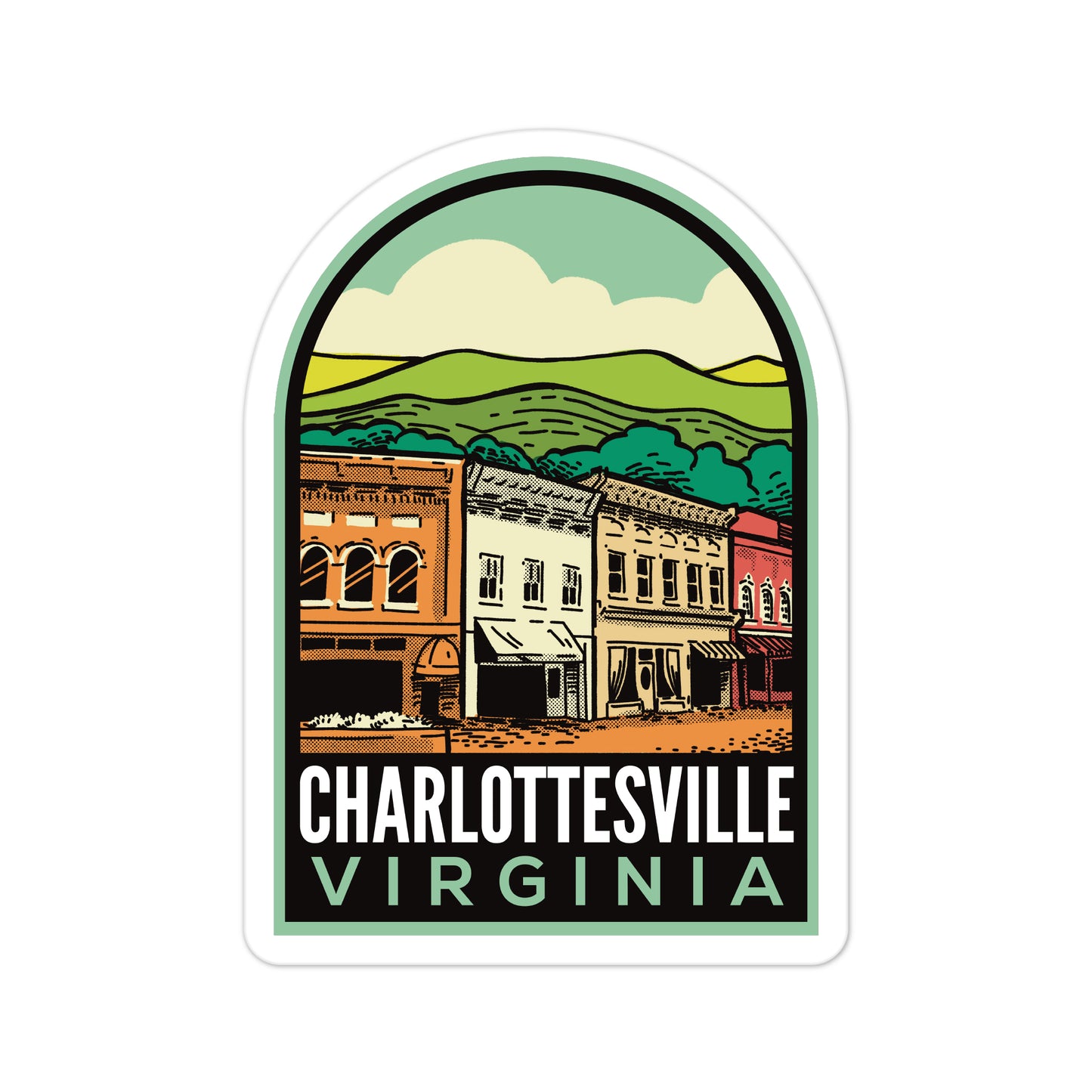 A sticker of Charlottesville VA