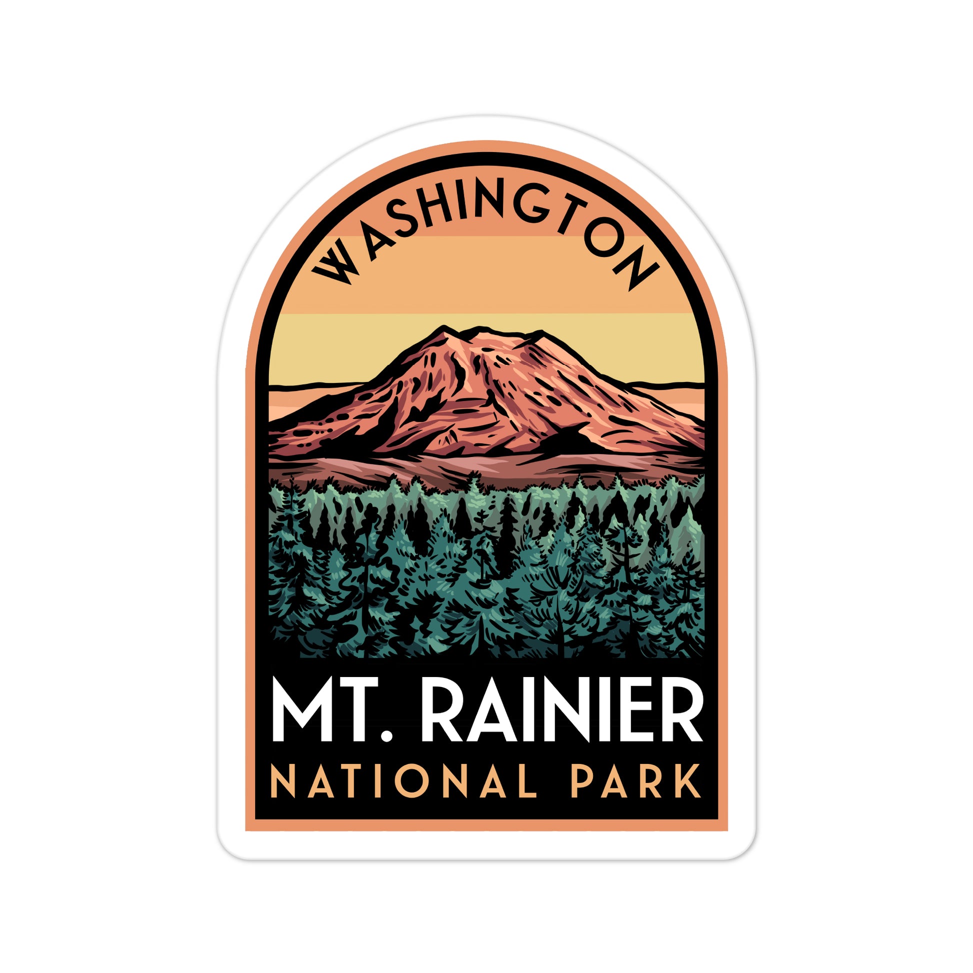 A sticker of Mount Rainier National Park