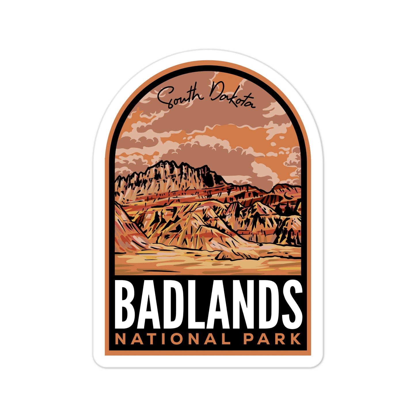 A sticker of Badlands National Park