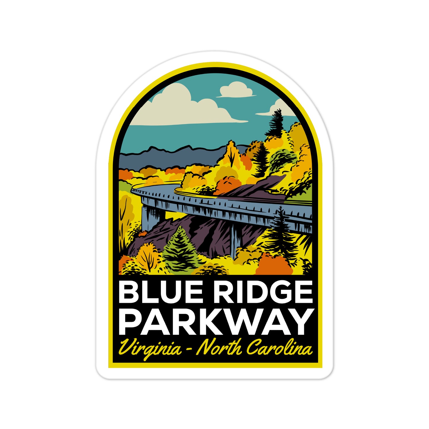 A sticker of the Blue Ridge Parkway