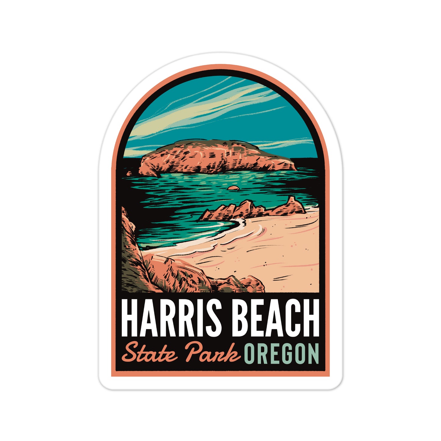 A sticker of Harris Beach State Park