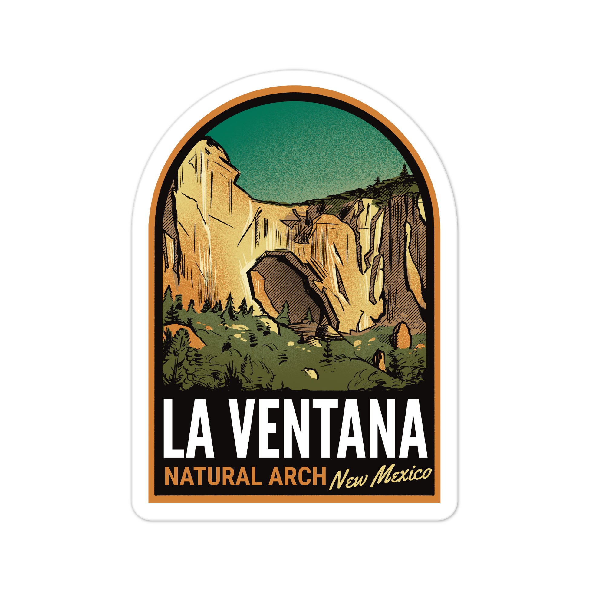 A sticker of La Ventana Arch